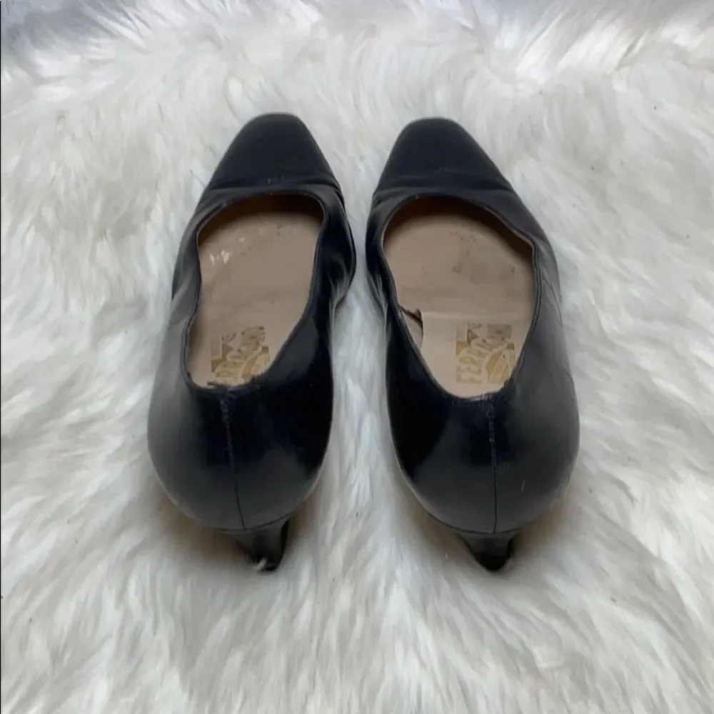 Salvatore Ferragamo Black Leather SlipOn Heel‎ Sz 8